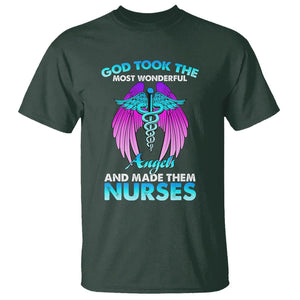 Proud Nurse T Shirt God Took The Most Wonderful Angels And Made Them Nurses Empowering Caregivers TS02 Dark Forest Green Printyourwear