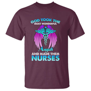 Proud Nurse T Shirt God Took The Most Wonderful Angels And Made Them Nurses Empowering Caregivers TS02 Maroon Printyourwear