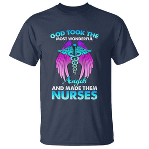 Proud Nurse T Shirt God Took The Most Wonderful Angels And Made Them Nurses Empowering Caregivers TS02 Navy Printyourwear