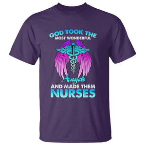 Proud Nurse T Shirt God Took The Most Wonderful Angels And Made Them Nurses Empowering Caregivers TS02 Purple Printyourwear