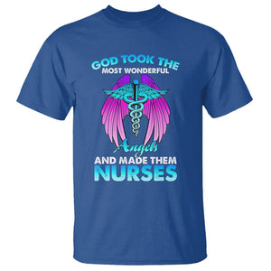 Proud Nurse T Shirt God Took The Most Wonderful Angels And Made Them Nurses Empowering Caregivers TS02 Royal Blue Printyourwear