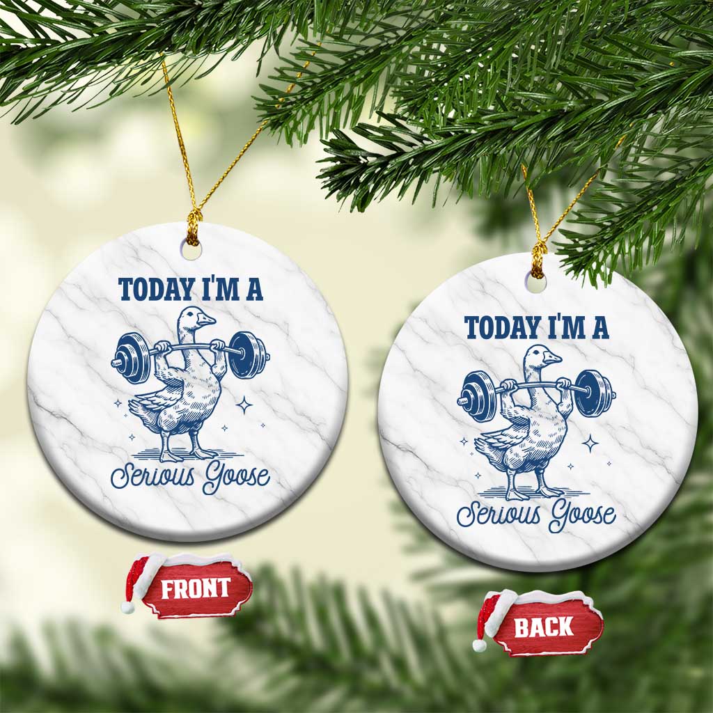 Funny Workout Silly Goose Ceramic Ornament Today I'm A Serious Goose Lifting Weights Gym TS02 1pc White Marble Print Your Wear