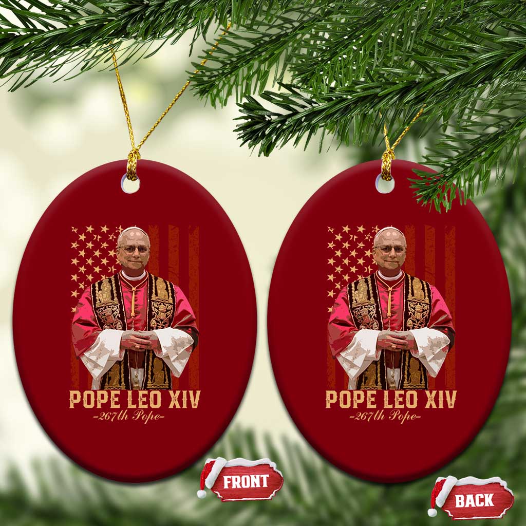 Vintage Pope Leo XIV Ceramic Ornament 267th Pope American Flag TS02 Print Your Wear