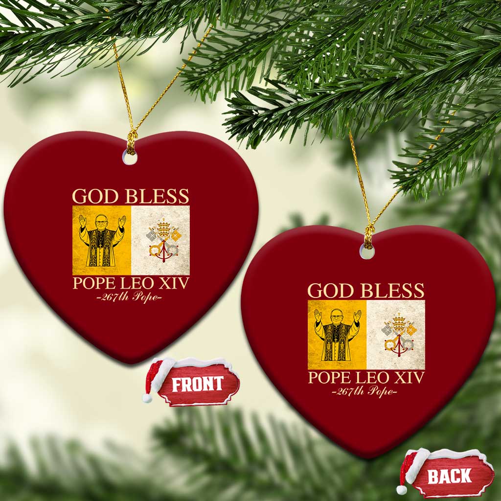 God Bless Pope Leo XIV Ceramic Ornament 267th Pope Vatican Flag TS02 Print Your Wear