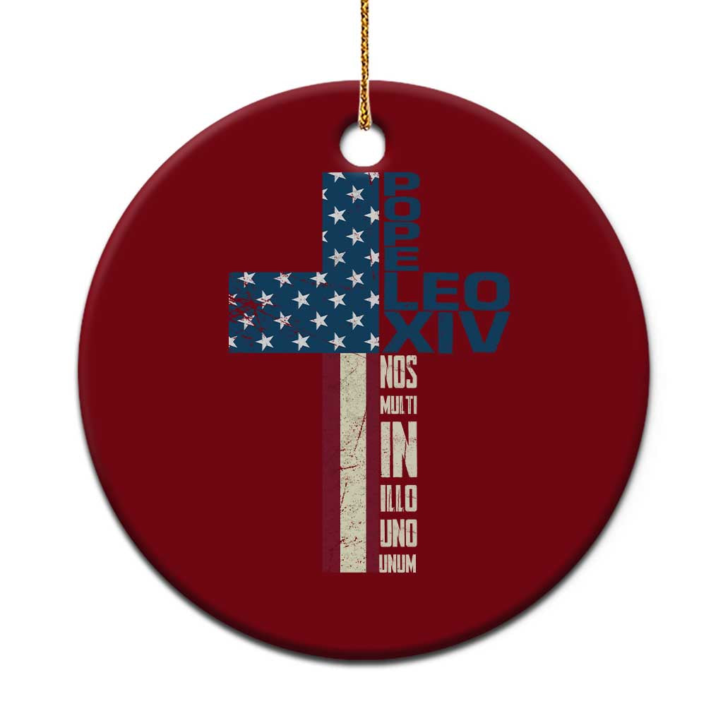 267th Pope Leo XIV Ceramic Ornament Nos Multi In Illo Uno Unum American Cross TS02 1pc Red Print Your Wear