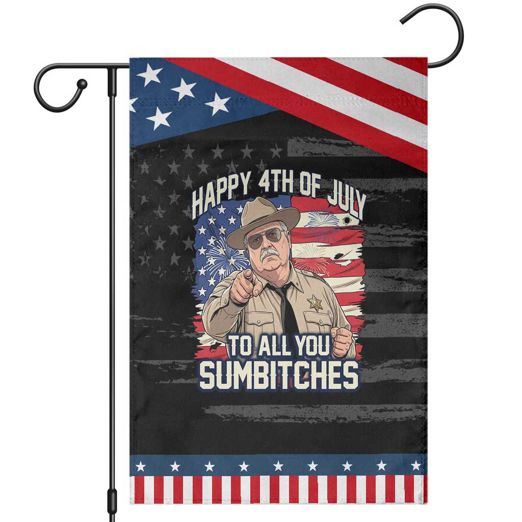 Happy 4th of July To All You Sumbitches Funny Sheriff Patriotic Garden Flag Retro Movie Quote Inspo Country Humor TS02 Distressed Black Blue Print Your Wear