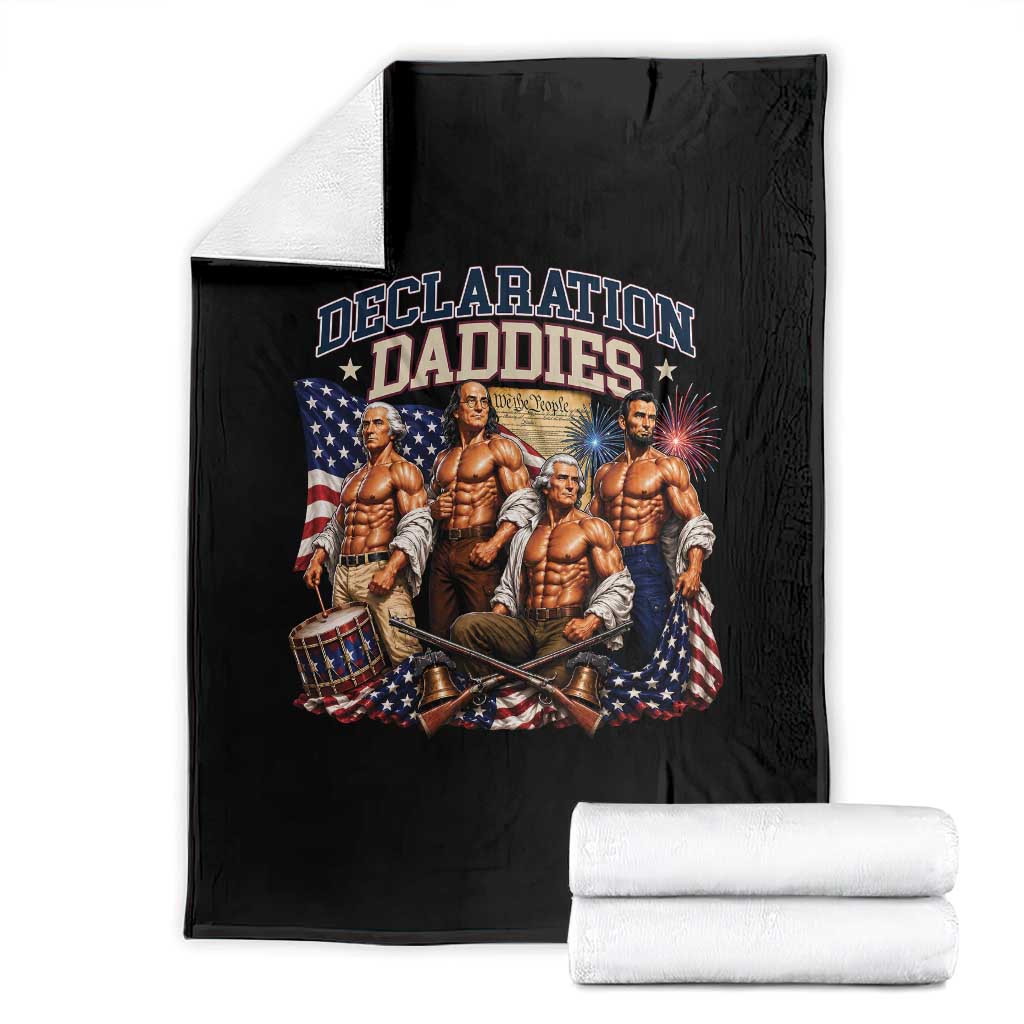 1776 America Declaration Daddies Patriotic Throw Blanket Funny Buff Founding Fathers Muscular Patriots TS02 Black Print Your Wear