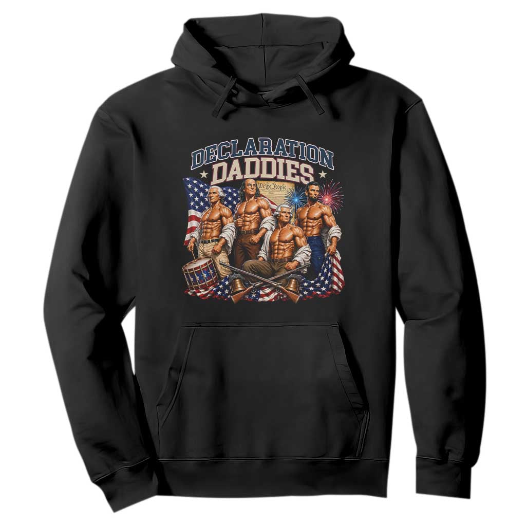 1776 America Declaration Daddies Patriotic Hoodie Funny Buff Founding Fathers Muscular Patriots TS02 Black Print Your Wear