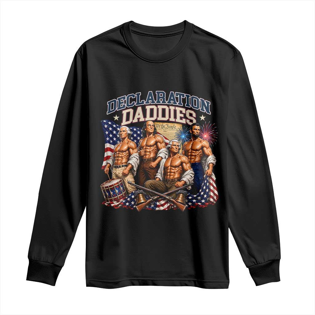 1776 America Declaration Daddies Patriotic Long Sleeve Shirt Funny Buff Founding Fathers Muscular Patriots TS02 Black Print Your Wear