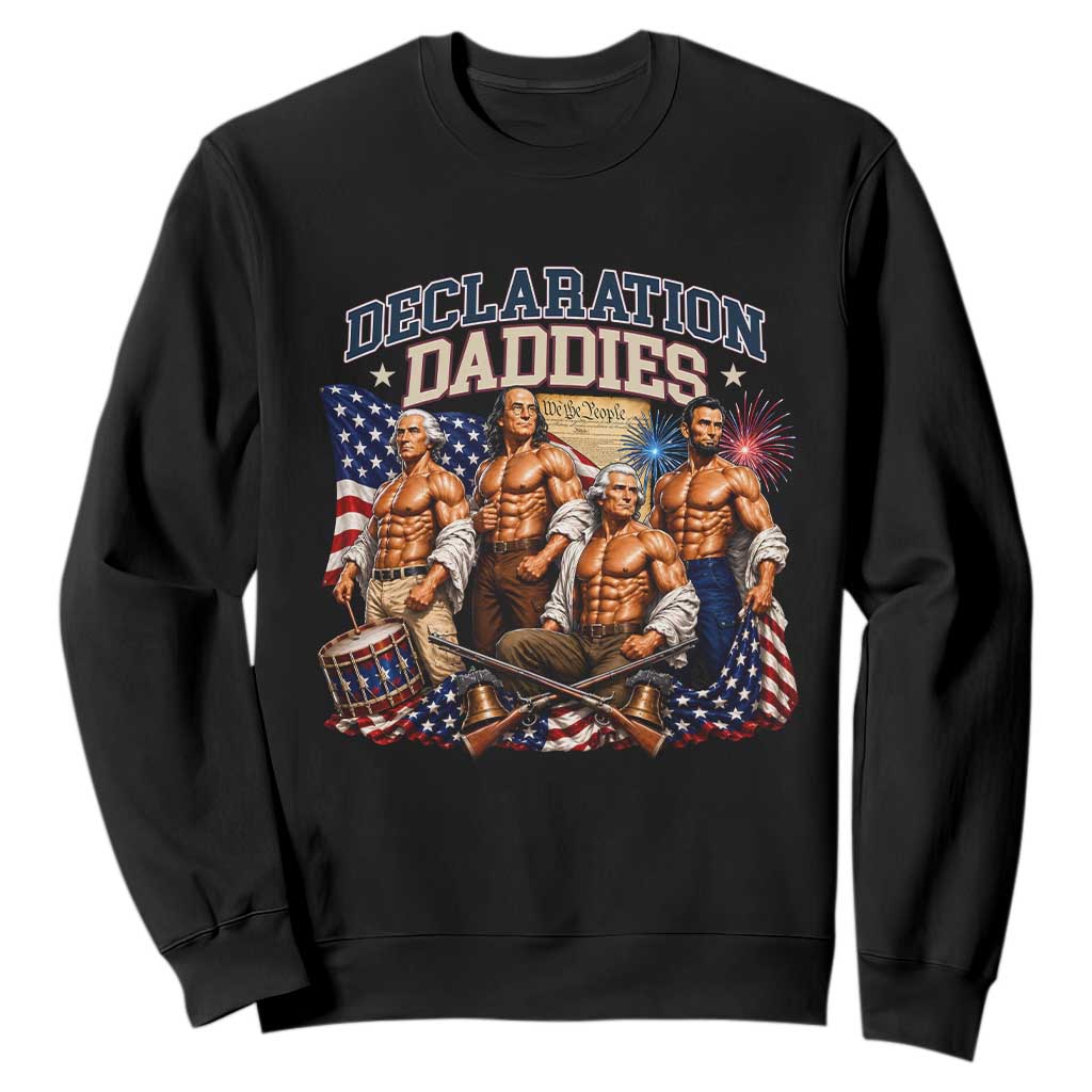 1776 America Declaration Daddies Patriotic Sweatshirt Funny Buff Founding Fathers Muscular Patriots TS02 Black Print Your Wear