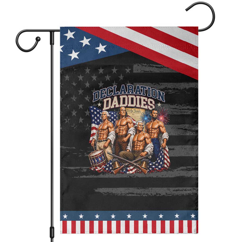 1776 America Declaration Daddies Patriotic Garden Flag Funny Buff Founding Fathers Muscular Patriots TS02 Distressed Black Blue Print Your Wear