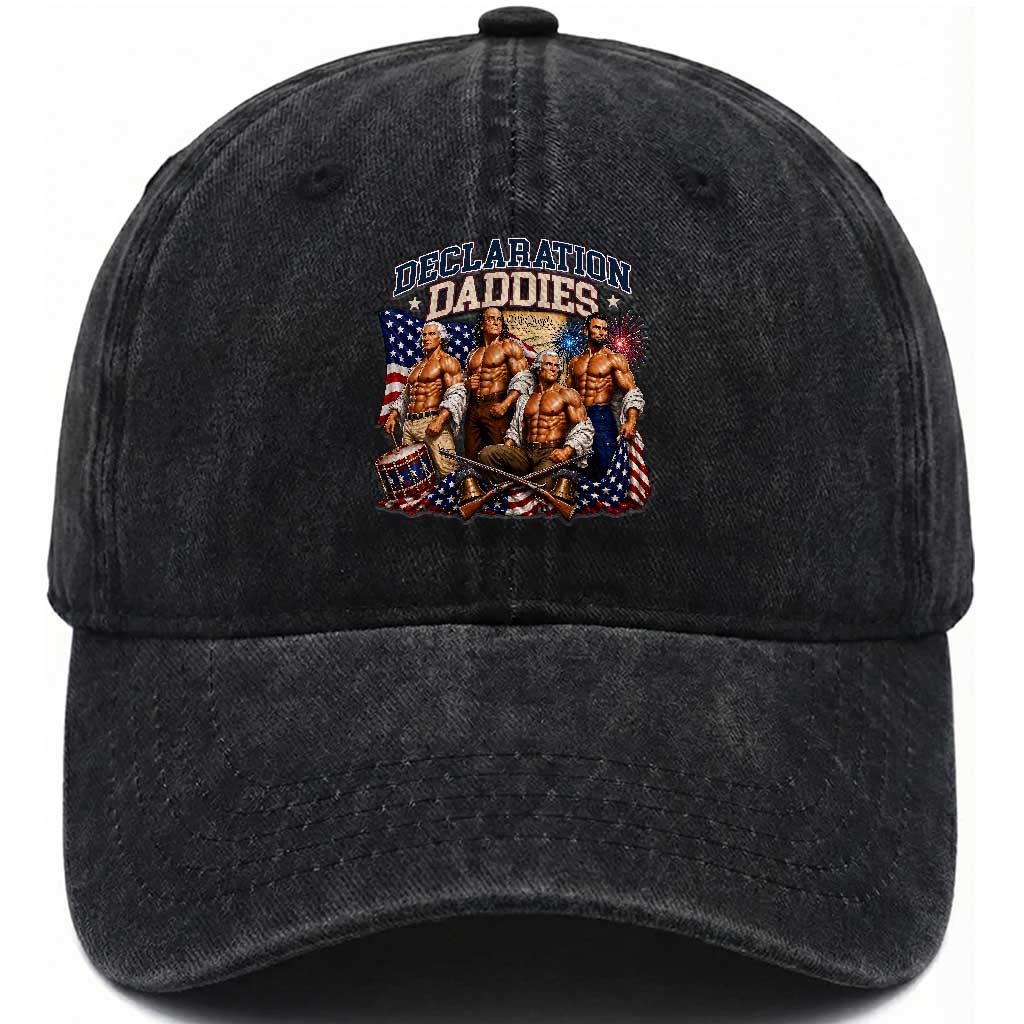 1776 America Declaration Daddies Patriotic Washed Cotton Baseball Cap Funny Buff Founding Fathers Muscular Patriots TS02 Print Your Wear