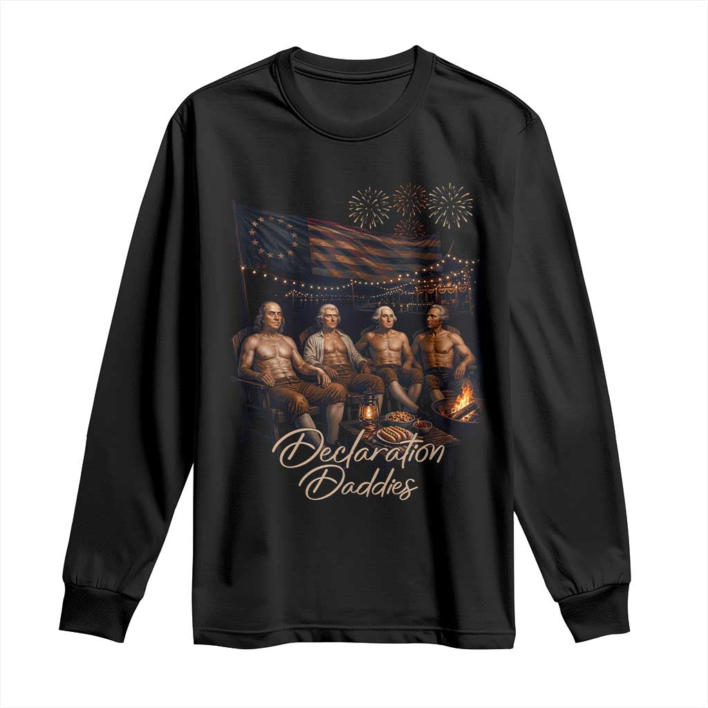 Declaration Daddies Campfire Gathering Graphic Long Sleeve Shirt Shirtless Founding Fathers Patriotic Summer 4th of July Celebration TS02 Black Print Your Wear