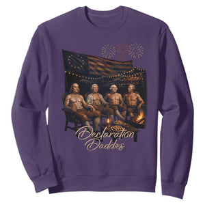 Declaration Daddies Campfire Gathering Graphic Sweatshirt Shirtless Founding Fathers Patriotic Summer 4th of July Celebration TS02 Purple Print Your Wear
