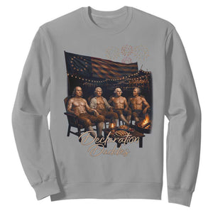Declaration Daddies Campfire Gathering Graphic Sweatshirt Shirtless Founding Fathers Patriotic Summer 4th of July Celebration TS02 Sport Gray Print Your Wear