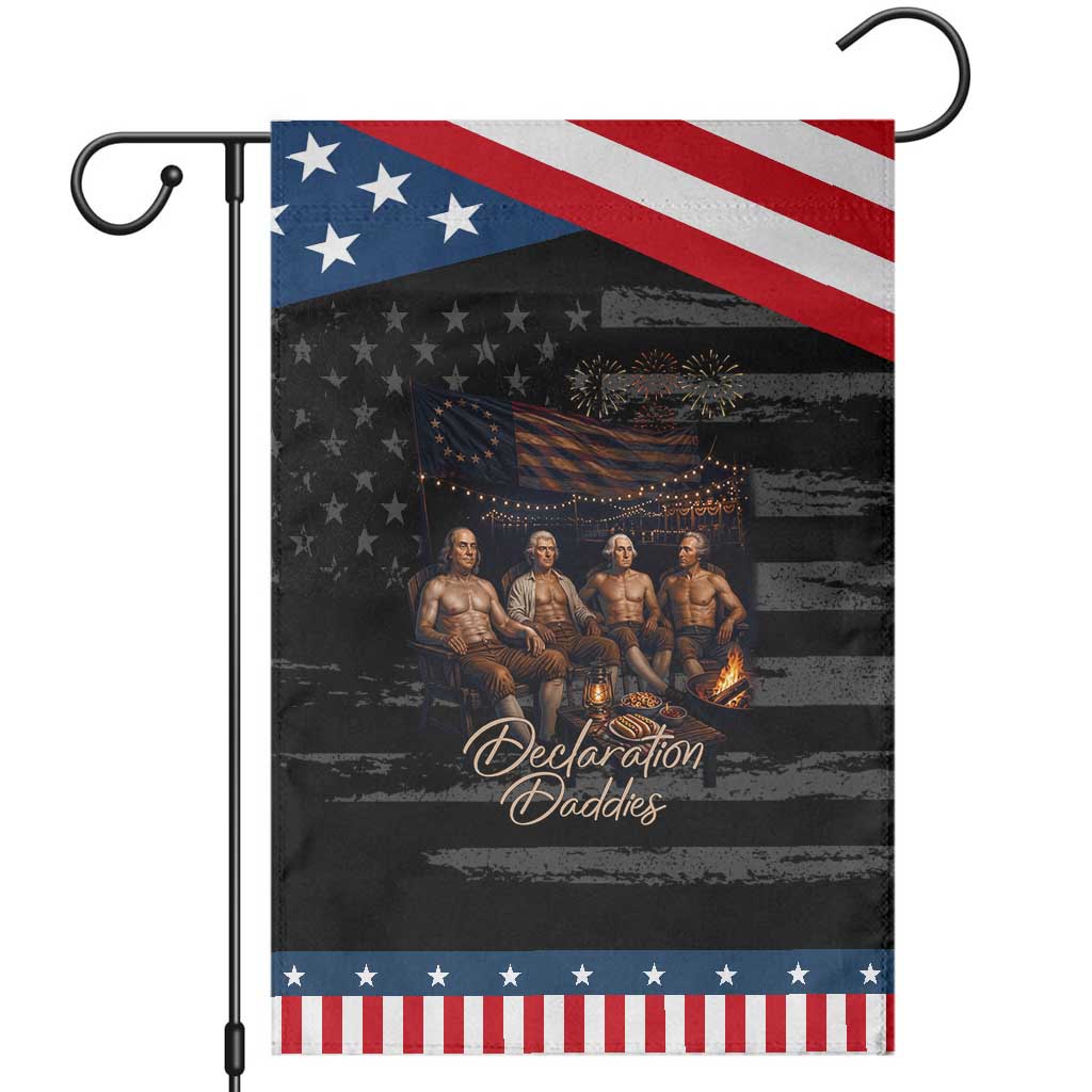 Declaration Daddies Campfire Gathering Graphic Patriotic Garden Flag Shirtless Founding Fathers Summer 4th of July Celebration TS02 Distressed Black Blue Print Your Wear