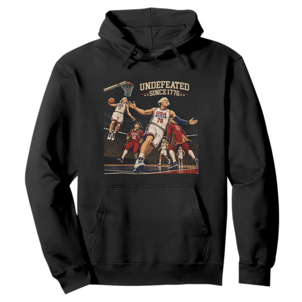 Undefeated Since 1776 George Washington Basketball Hoodie Funny USA Dream Team Founding Fathers Slam Dunk Patriotic Sports TS02 Black Print Your Wear
