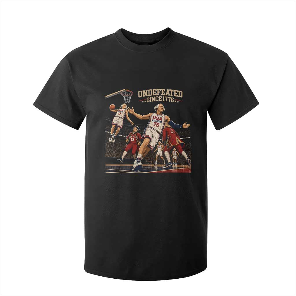 Undefeated Since 1776 George Washington Basketball T Shirt For Kid Funny USA Dream Team Founding Fathers Slam Dunk Patriotic Sports TS02 Black Print Your Wear