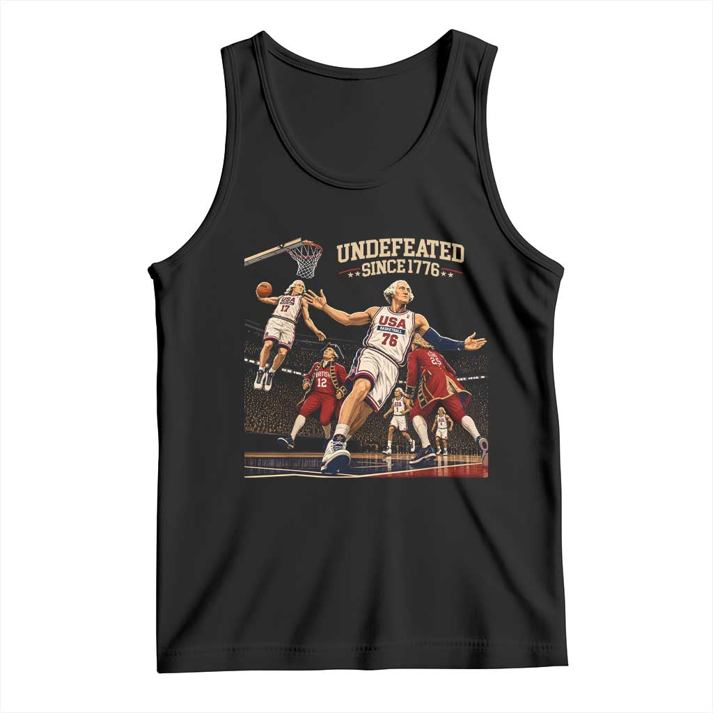 Undefeated Since 1776 George Washington Basketball Tank Top Funny USA Dream Team Founding Fathers Slam Dunk Patriotic Sports TS02 Black Print Your Wear