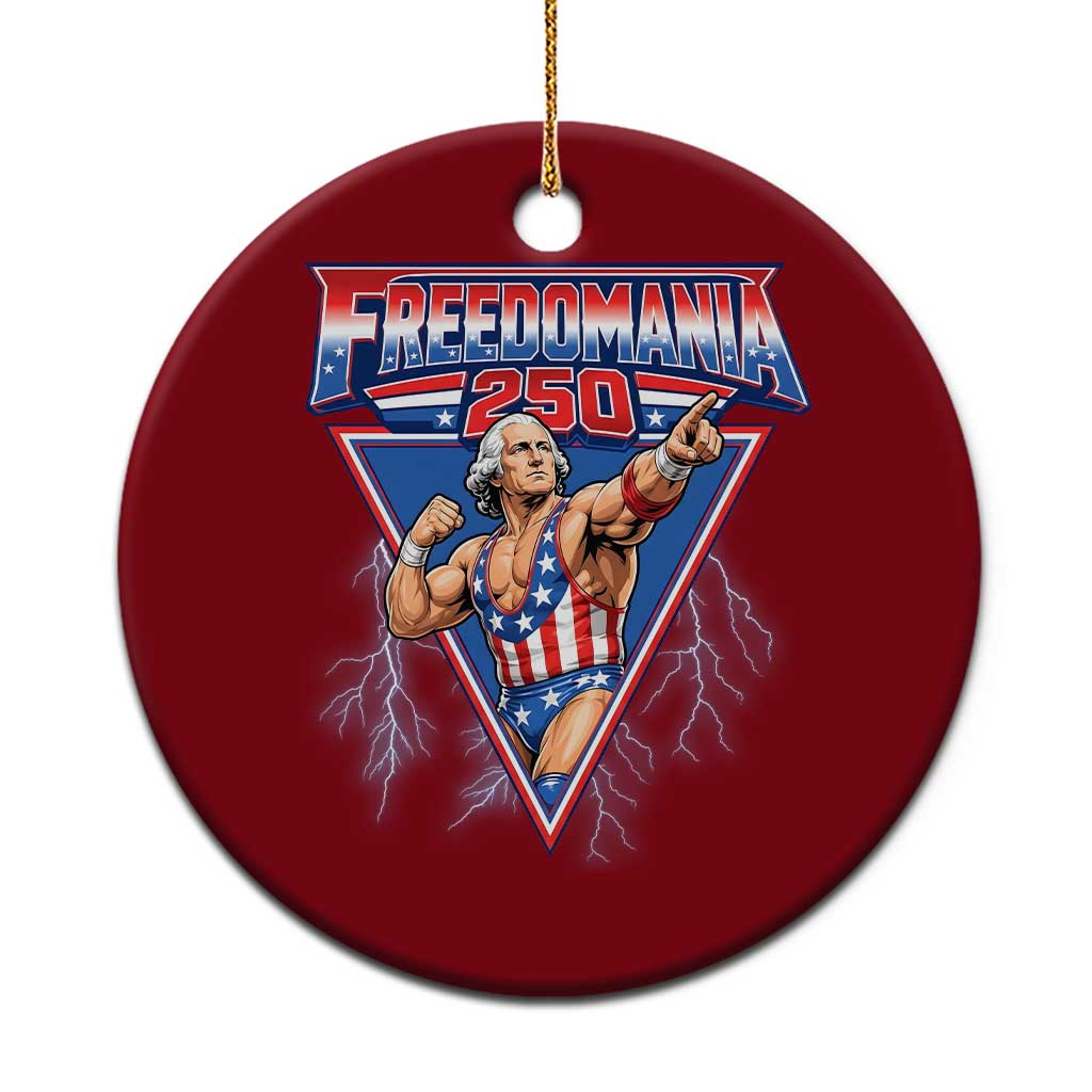 Freedomania 250 George Washington Wrestler Graphic Ceramic Ornament Funny Muscular President Lightning 1776 to 2026 Semiquincentennial TS02 1pc Red Print Your Wear