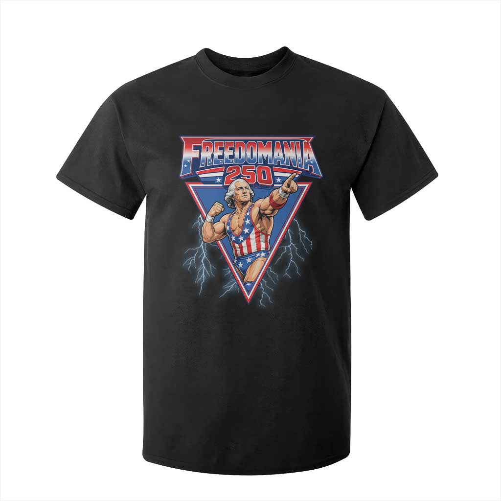 Freedomania 250 George Washington Wrestler Graphic T Shirt For Kid Funny Muscular President Lightning 1776 to 2026 Semiquincentennial TS02 Black Print Your Wear