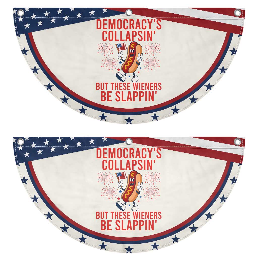 Funny Hotdog Cartoon 4th of July Fireworks Patriotic Fan Flag Democracys Collapsin But These Wieners Be Slappin TS02 2pcs pack Classic Beige Print Your Wear