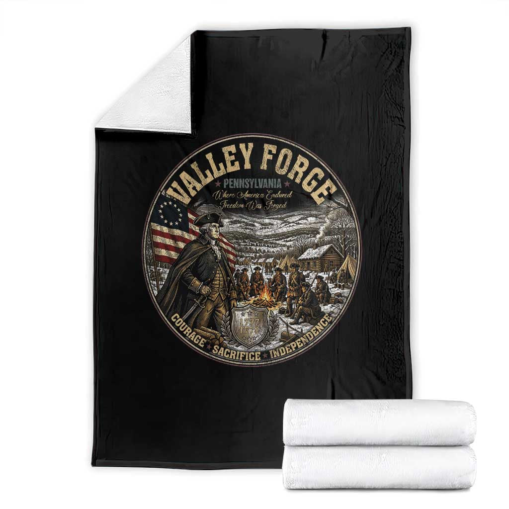 Valley Forge Pennsylvania 1777 George Washington Throw Blanket Revolutionary War Vintage American History Graphic TS02 Black Print Your Wear