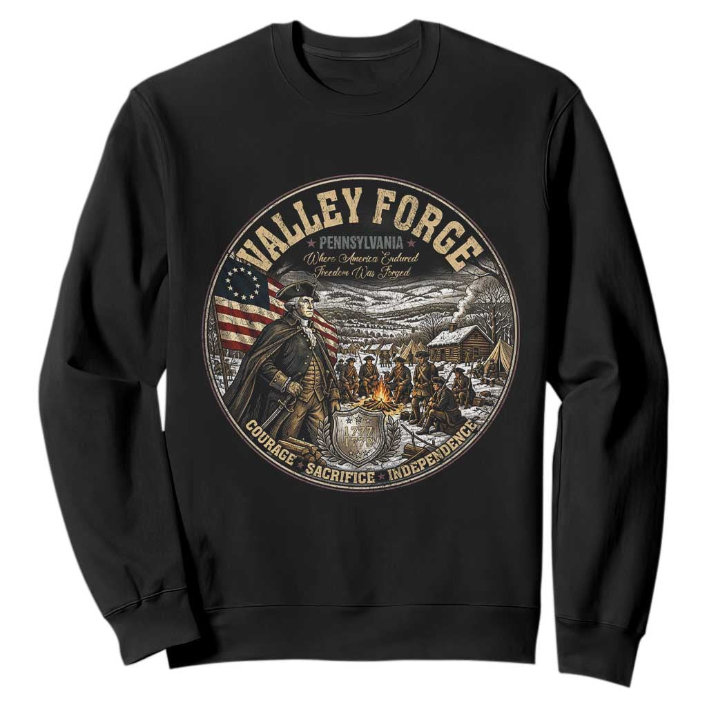 Valley Forge Pennsylvania 1777 George Washington Sweatshirt Revolutionary War Vintage American History Graphic TS02 Black Print Your Wear