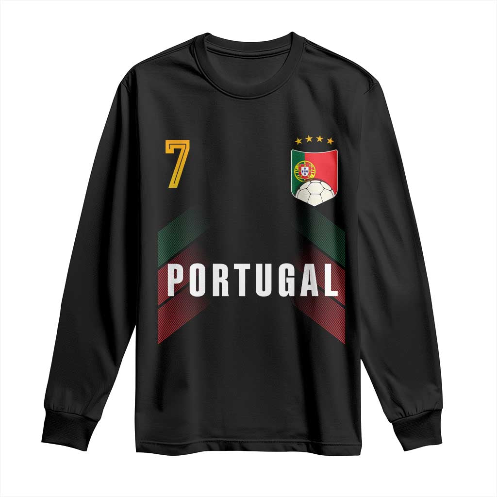 Portugal Soccer Fans Graphic Jersey Style Long Sleeve Shirt Proud Portuguese Football Lover TS02 Black Print Your Wear