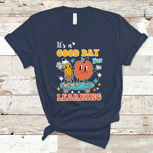 T Shirt It's Beautiful Day For Learning Retro Groovy Skateboard Inspirational Teachers Students TS02 Navy Printyourwear