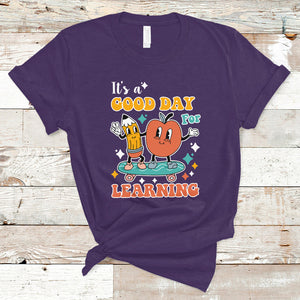 T Shirt It's Beautiful Day For Learning Retro Groovy Skateboard Inspirational Teachers Students TS02 Purple Printyourwear