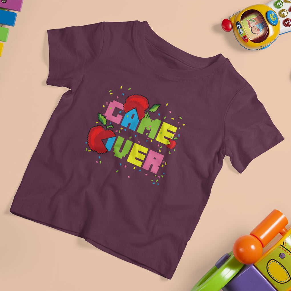 T Shirt For Kid Game Over Back To School Funny Video Game Apple Eating Game On School TS02 Printyourwear