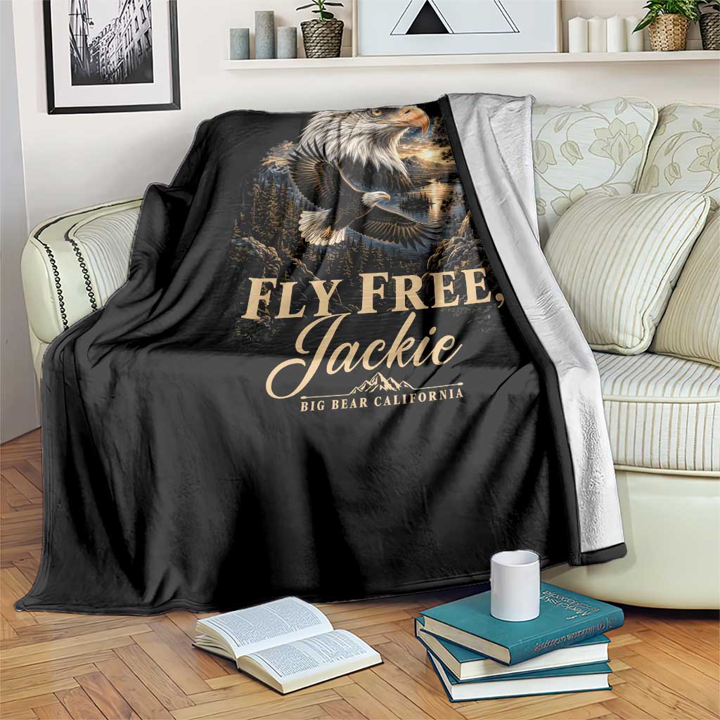 Fly Free Jackie Big Bear Bald Eagle Memorial Throw Blanket California Valley Sunset Forest Nature Graphic TS02 Print Your Wear