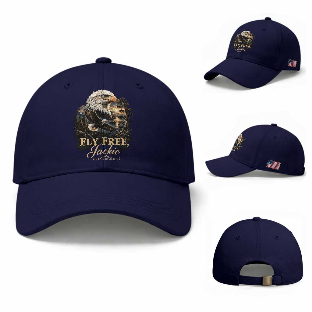 Fly Free Jackie Big Bear Bald Eagle Memorial Baseball Cap California Valley Sunset Forest Nature Graphic TS02 Baseball Cap Universal Fit Dark Blue Print Your Wear