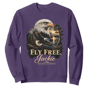 Fly Free Jackie Big Bear Bald Eagle Memorial Sweatshirt California Valley Sunset Forest Nature Graphic TS02 Purple Print Your Wear