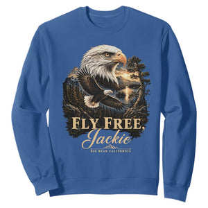 Fly Free Jackie Big Bear Bald Eagle Memorial Sweatshirt California Valley Sunset Forest Nature Graphic TS02 Royal Blue Print Your Wear