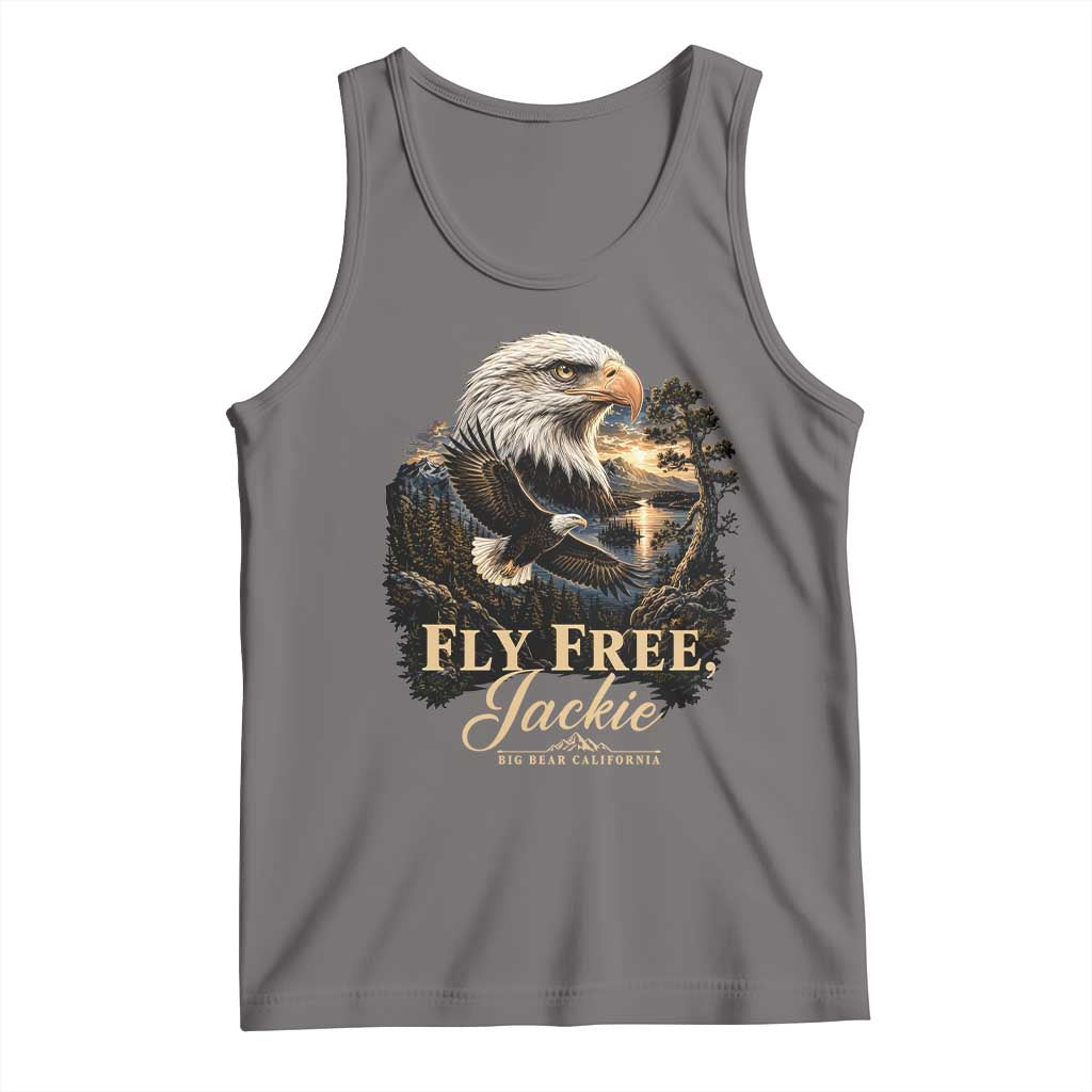 Fly Free Jackie Big Bear Bald Eagle Memorial Tank Top California Valley Sunset Forest Nature Graphic TS02 Deep Heather Print Your Wear