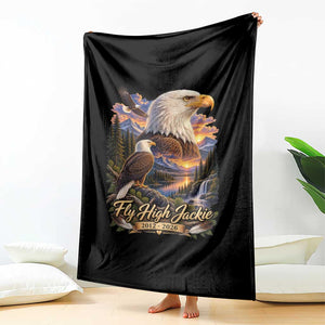 Fly High Jackie Bald Eagle Memorial Throw Blanket Scenic Mountain Sunset Lake Nature Graphic TS02 Print Your Wear