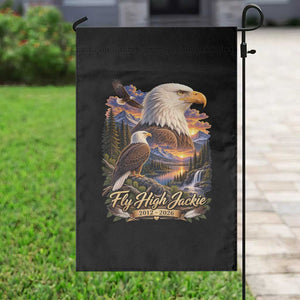 Fly High Jackie Bald Eagle Memorial Garden Flag Scenic Mountain Sunset Lake Nature Graphic TS02 Print Your Wear