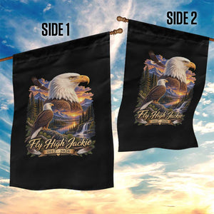 Fly High Jackie Bald Eagle Memorial Garden Flag Scenic Mountain Sunset Lake Nature Graphic TS02 Print Your Wear