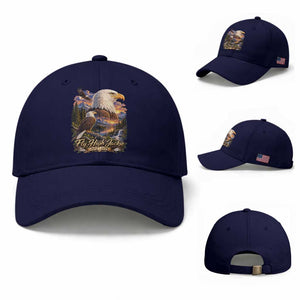 Fly High Jackie Bald Eagle Memorial Baseball Cap Scenic Mountain Sunset Lake Nature Graphic TS02 Baseball Cap Universal Fit Dark Blue Print Your Wear