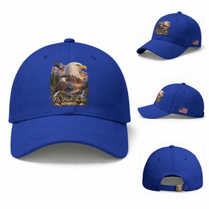 Fly High Jackie Bald Eagle Memorial Baseball Cap Scenic Mountain Sunset Lake Nature Graphic TS02 Baseball Cap Universal Fit Royal Blue Print Your Wear