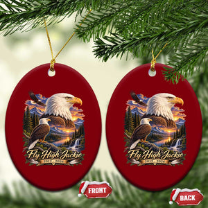 Fly High Jackie Bald Eagle Memorial Ceramic Ornament Scenic Mountain Sunset Lake Nature Graphic TS02 Print Your Wear