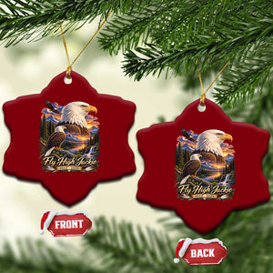 Fly High Jackie Bald Eagle Memorial Ceramic Ornament Scenic Mountain Sunset Lake Nature Graphic TS02 Print Your Wear