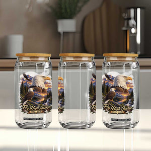 Fly High Jackie Bald Eagle Memorial Glass Can Scenic Mountain Sunset Lake Nature Graphic TS02 Print Your Wear