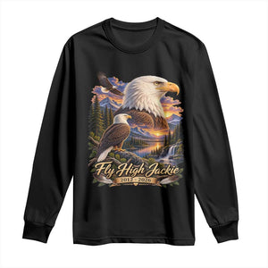 Fly High Jackie Bald Eagle Memorial Long Sleeve Shirt Scenic Mountain Sunset Lake Nature Graphic TS02 Black Print Your Wear