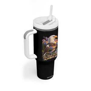 Fly High Jackie Bald Eagle Memorial Tumbler With Handle Scenic Mountain Sunset Lake Nature Graphic TS02 Print Your Wear