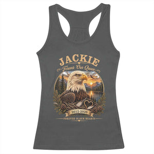 Jackie Forever Our Queen Bald Eagle Memorial Racerback Tank Top Big Bear Lake Crest Tribute Graphic TS02 Dark Heather Print Your Wear
