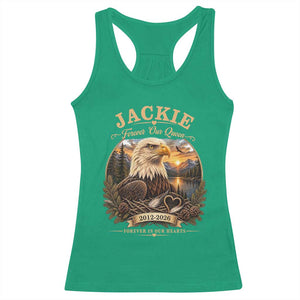 Jackie Forever Our Queen Bald Eagle Memorial Racerback Tank Top Big Bear Lake Crest Tribute Graphic TS02 Irish Green Print Your Wear