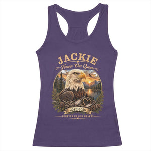 Jackie Forever Our Queen Bald Eagle Memorial Racerback Tank Top Big Bear Lake Crest Tribute Graphic TS02 Purple Print Your Wear